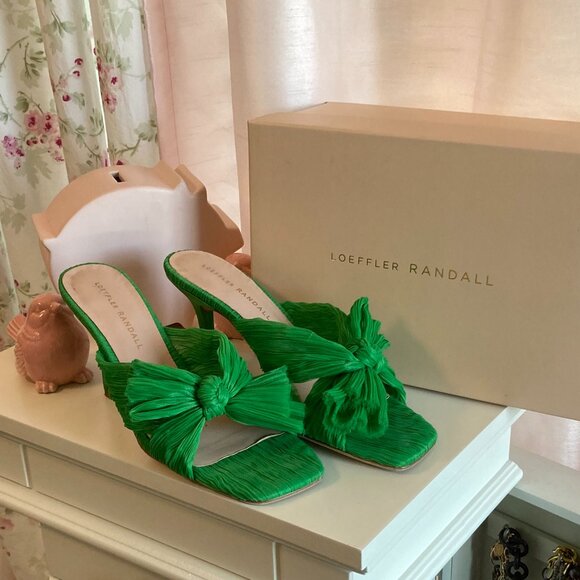 Loeffler Randall Claudia pleated knot bow mule, sz. 8.5